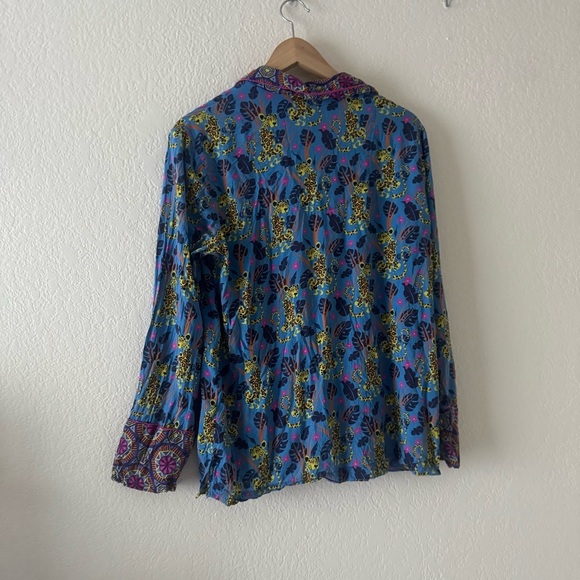 ANTHROPOLOGIE x Janine Lecour Fleurs Pajama Leopard Top - Picture 7 of 8